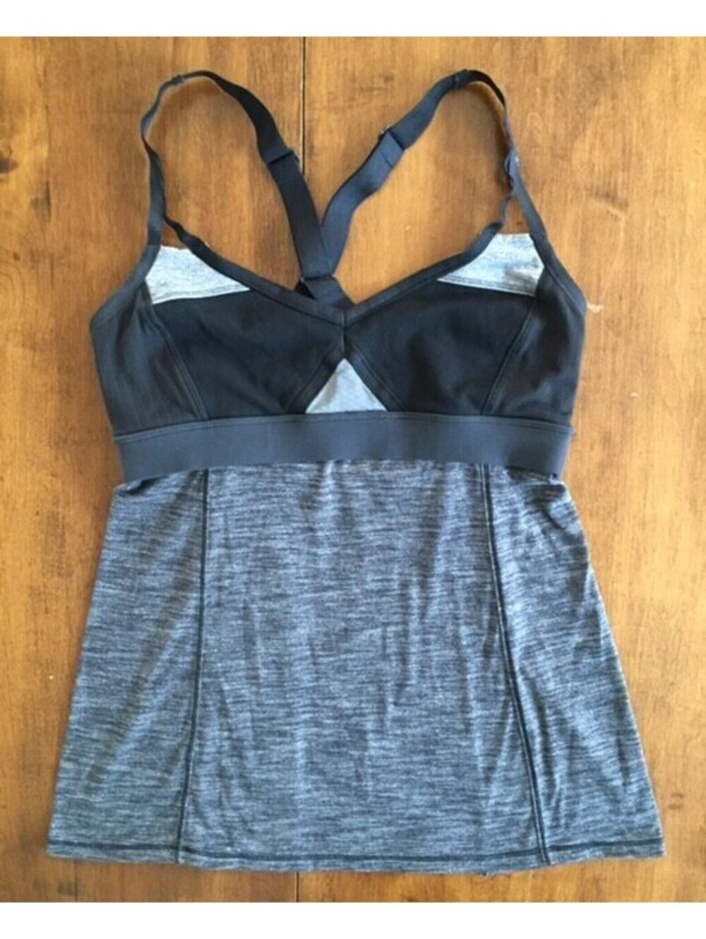 LULULEMON ATHLETIC TANK TOP Yoga Fitness ADJUSTABLE STRAPS Black Gray WOMENS